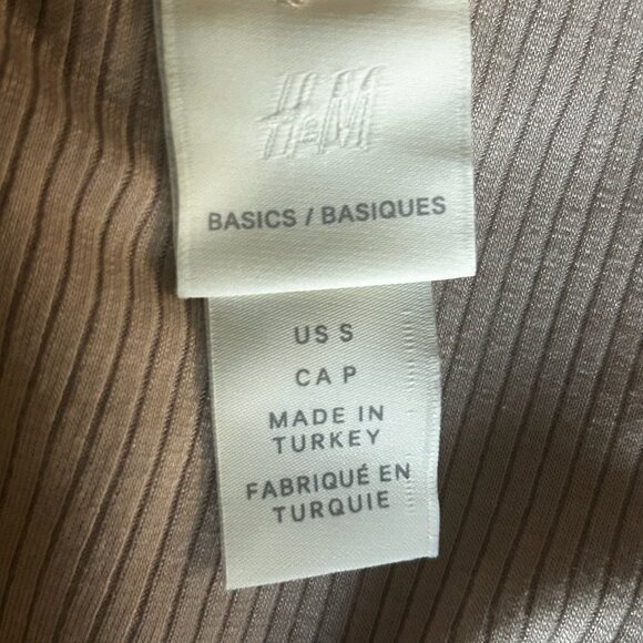 H&M Cream Beige Super Soft Ribbed High-Neck Fitted Turtleneck Sweater Size S - Picture 7 of 12